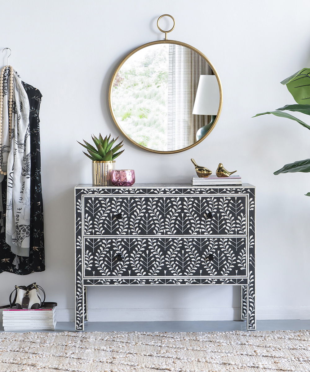 Gray Circle Wall Mirror with Iron Frame - Modern Accent for Living Room