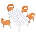 Modern Outdoor 4 Piece Dining Set with Ergonomic Chairs - Green or Orange