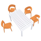 Modern Outdoor 4 Piece Dining Set with Ergonomic Chairs - Green or Orange