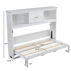 Murphy Bed With Charging Station and Drawer - Twin Storage Bed - White or Light Brown