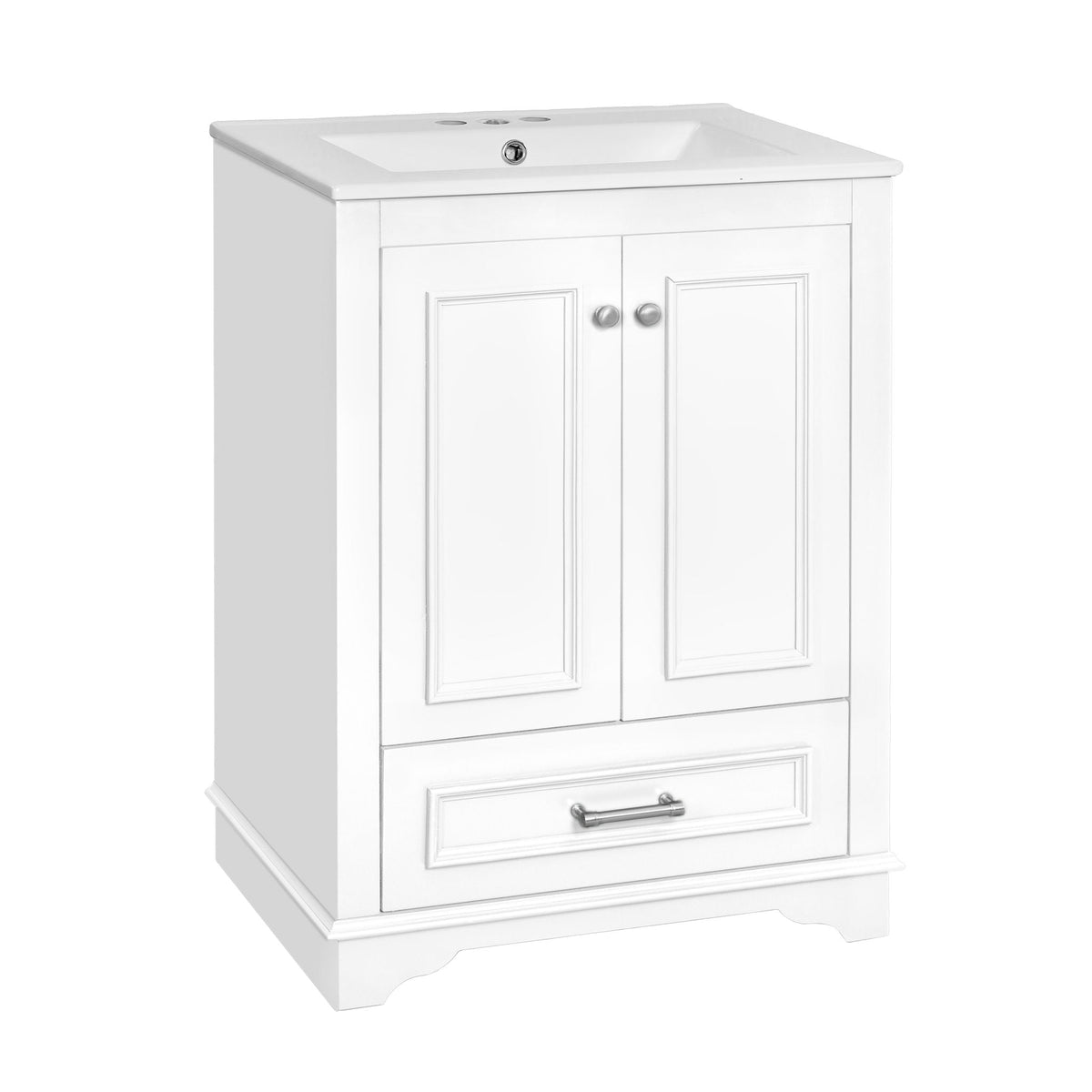 Modern Bathroom Vanity with Ceramic Sink Combo and Storage Cabinet - Multiple Colors