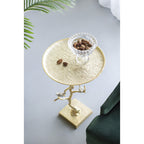 Contemporary Shiny Side Table with Tree Branch Design - Gold