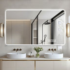 Wall Mounted LED Lighting Mirror with 3-Color Dimmable Light - Silver