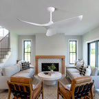 52" Indoor Ceiling Fan Without Light with 6-Speed DC Motor and Remote - White