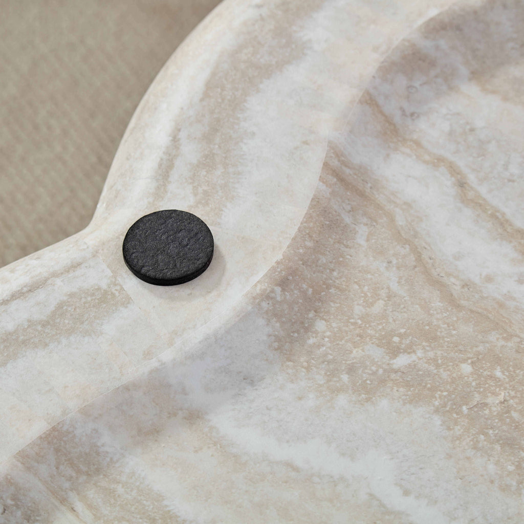 Marble Clover Round Coffee Table with Open Storage