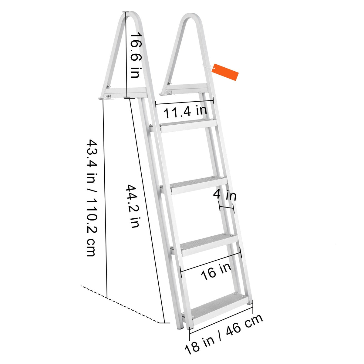 Dock Ladder with 4 Removable Steps and 350 lbs Capacity - Aluminum Alloy