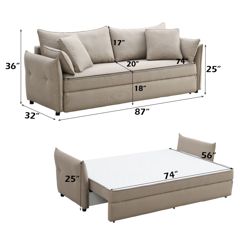 Irina Pull-Out Sleeper Sofa with Storage and Removable Cushions - Dark Gray or Blue