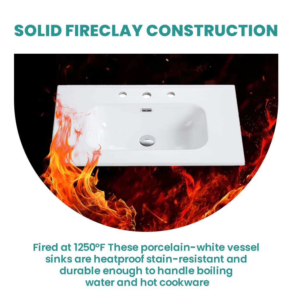 Glossy White Ceramic Integrated Sink with Seamless Design - White