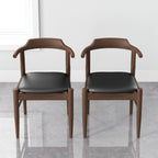 Mid-Century Modern Dining Chair Set of 2 with Solid Wood Frame - Dark Gray or Black