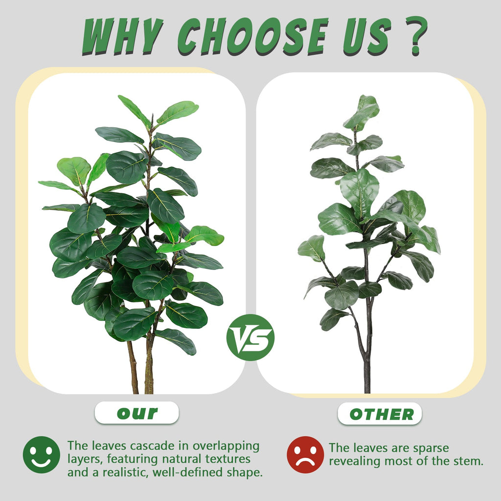 Artificial Fiddle Leaf Fig Tree 5FT with Planter - Green