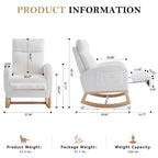 Teddy Fabric Rocking Chair with Adjustable Footstool - Beige