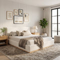 Elegant Upholstered Bed with Solid Wood Frame - Queen