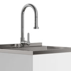 White Laundry Cabinet with Stainless Steel Sink and Faucet