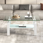 Tempered Glass Coffee Table with Storage - Black or White