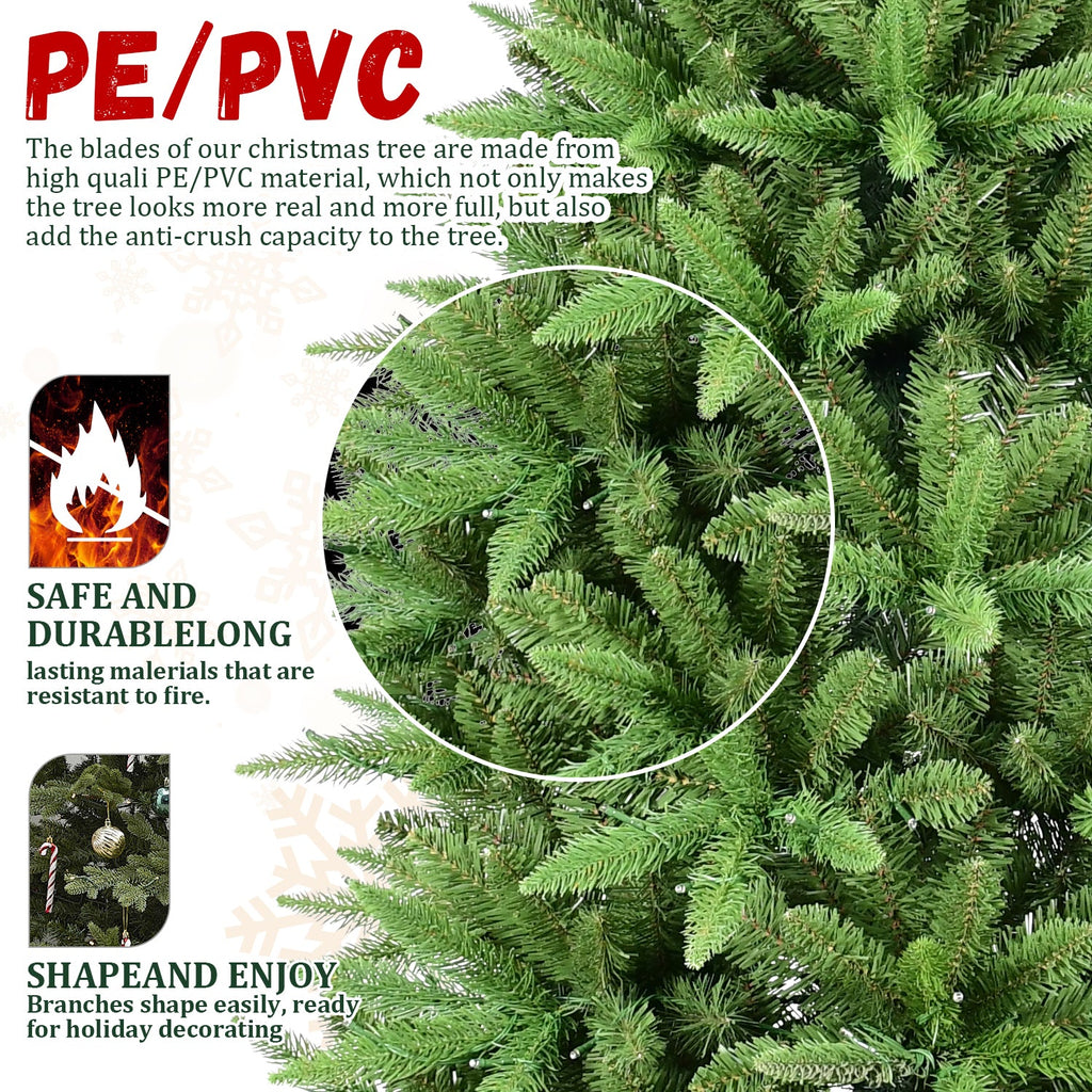 6FT Slim Christmas Tree with Hinged Branches - Green