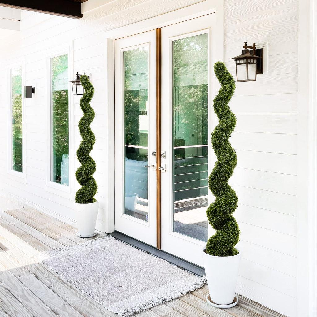 Artificial Outdoor UV Resistant Boxwood Topiary Spiral Tree - Green