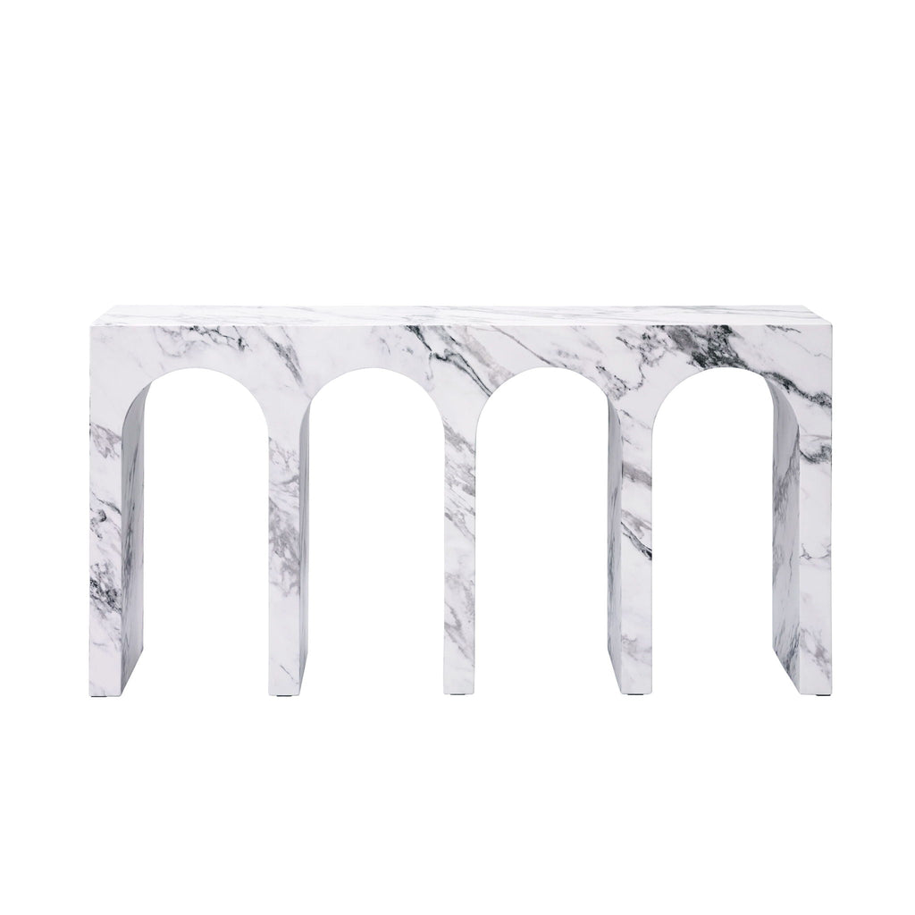 Fritzy Engineered Stone Console Table with Waterproof Faux Marble Surface - Gray or White
