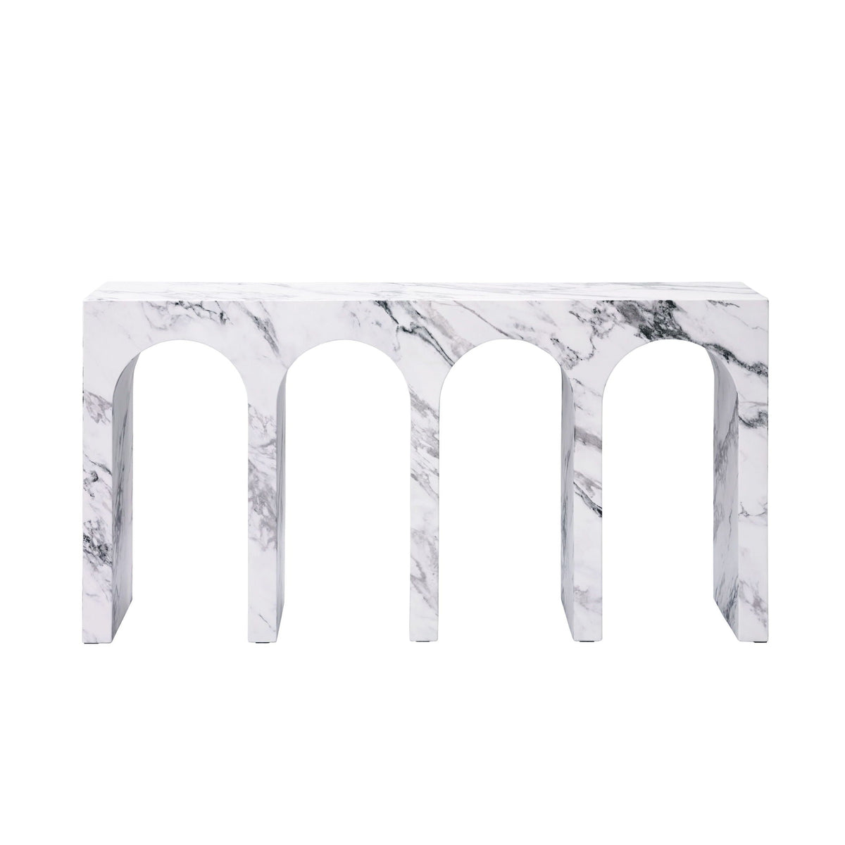 Fritzy Engineered Stone Console Table with Waterproof Faux Marble Surface - Gray or White