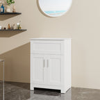 White Sink Bathroom Vanity Laundry Cabinet Combo with Ceramic Sink