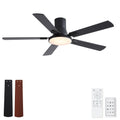 Flush Mount Ceiling Fan with LED Light and Remote Control - Black, White, Pearl Silver