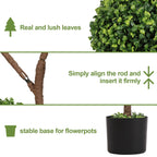 4ft Tall Artificial Boxwood Topiary Tree with Sturdy Planter - Green