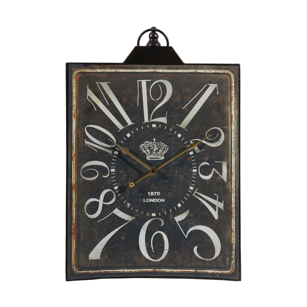 Large Vintage Rectangular Wall Clock with Numerals - White / Black