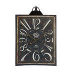 Large Vintage Rectangular Wall Clock with Numerals - White / Black