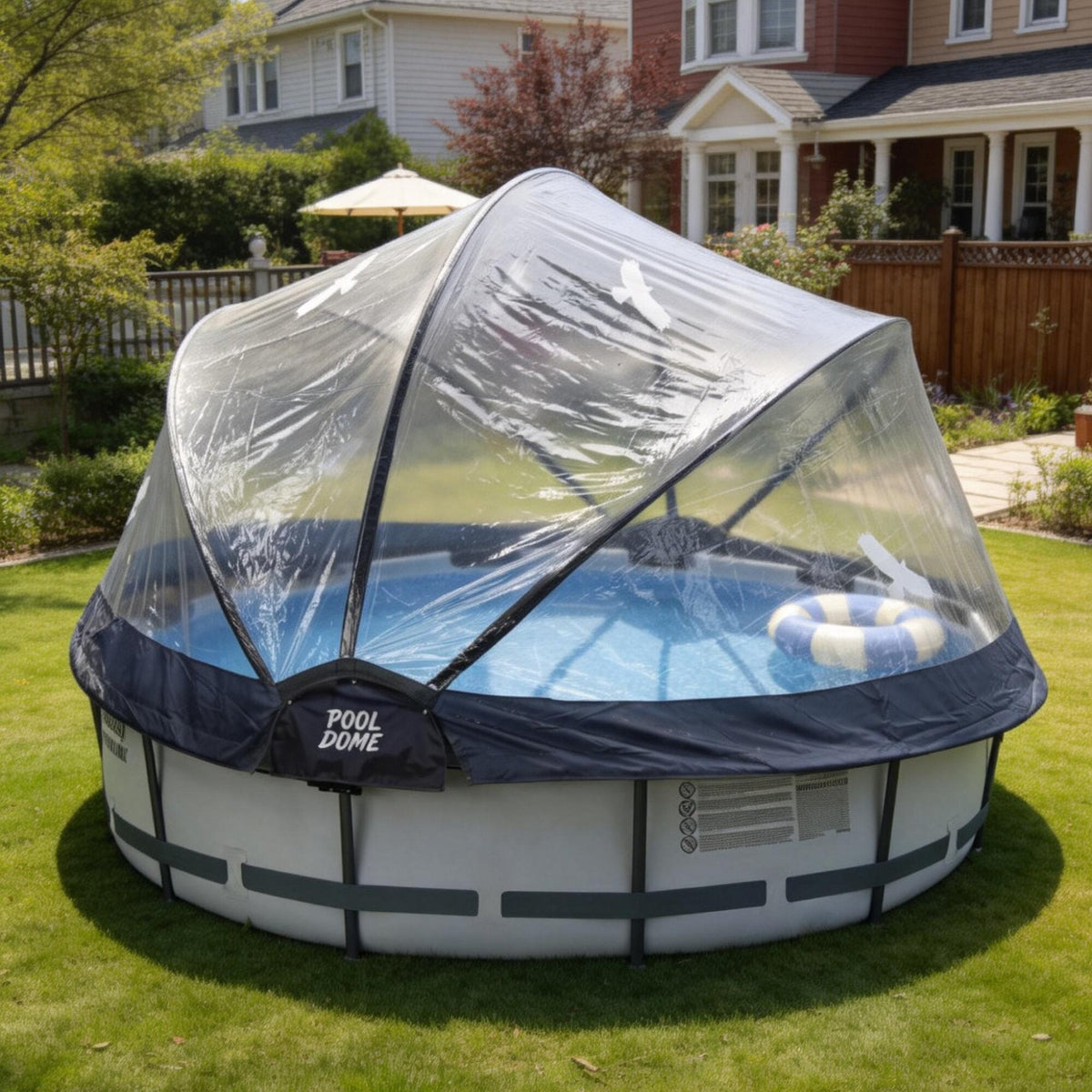 15 Ft Round Multifunctional All Weather Pool Dome Enclosure - Black/White
