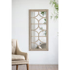 Rectangular Wall Mirror with Distressed Frame - Cream
