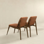 Elegant Dining Chair Set with Upholstered Fabric - Light Brown or Beige