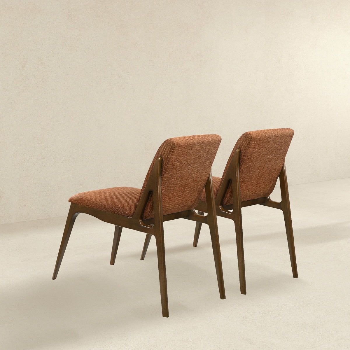 Elegant Dining Chair Set with Upholstered Fabric - Light Brown or Beige