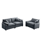 Modern Corduroy Sofa Set with Two Pieces - Grey or Green