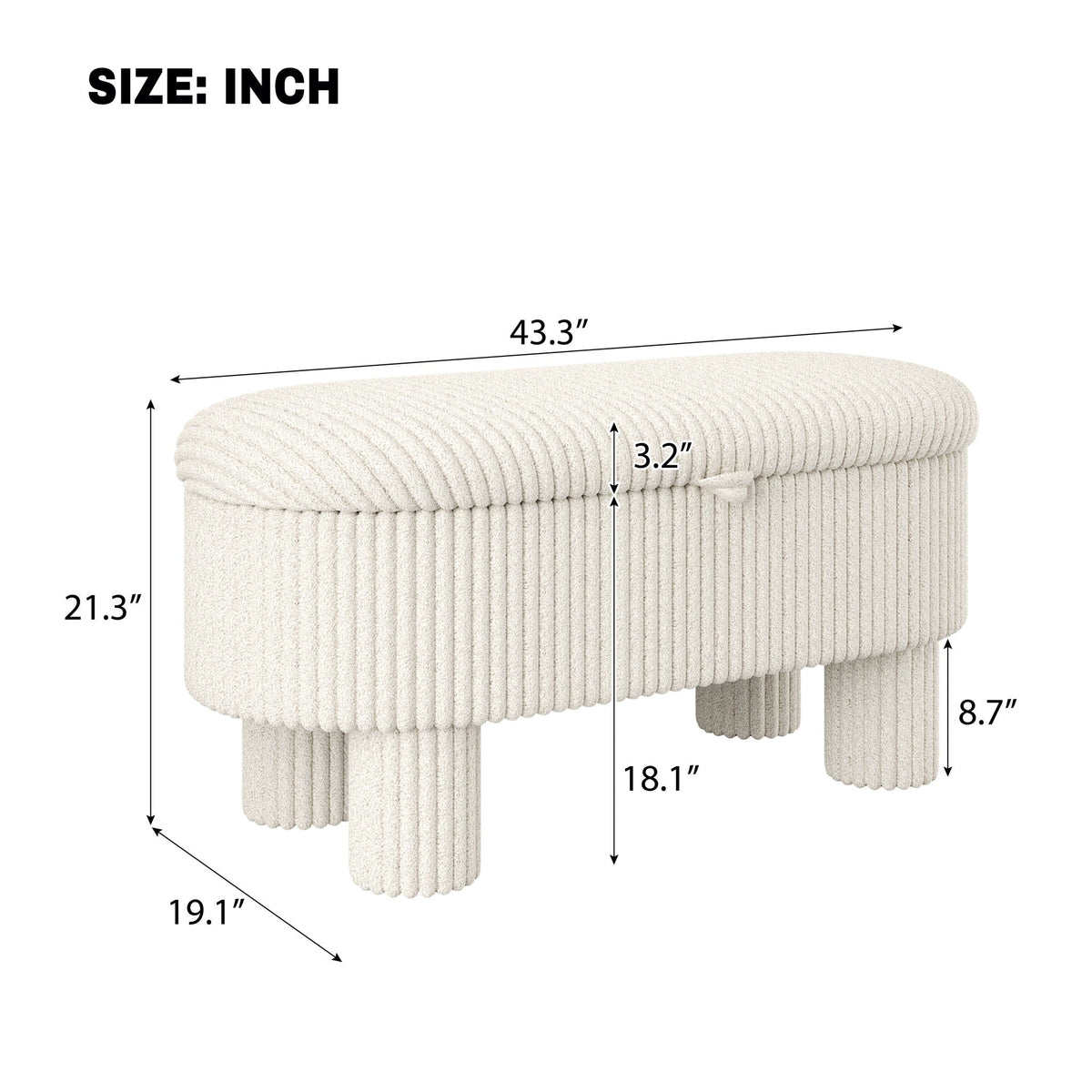 Storage Ottoman Upholstered Bench With Lift-Top Storage