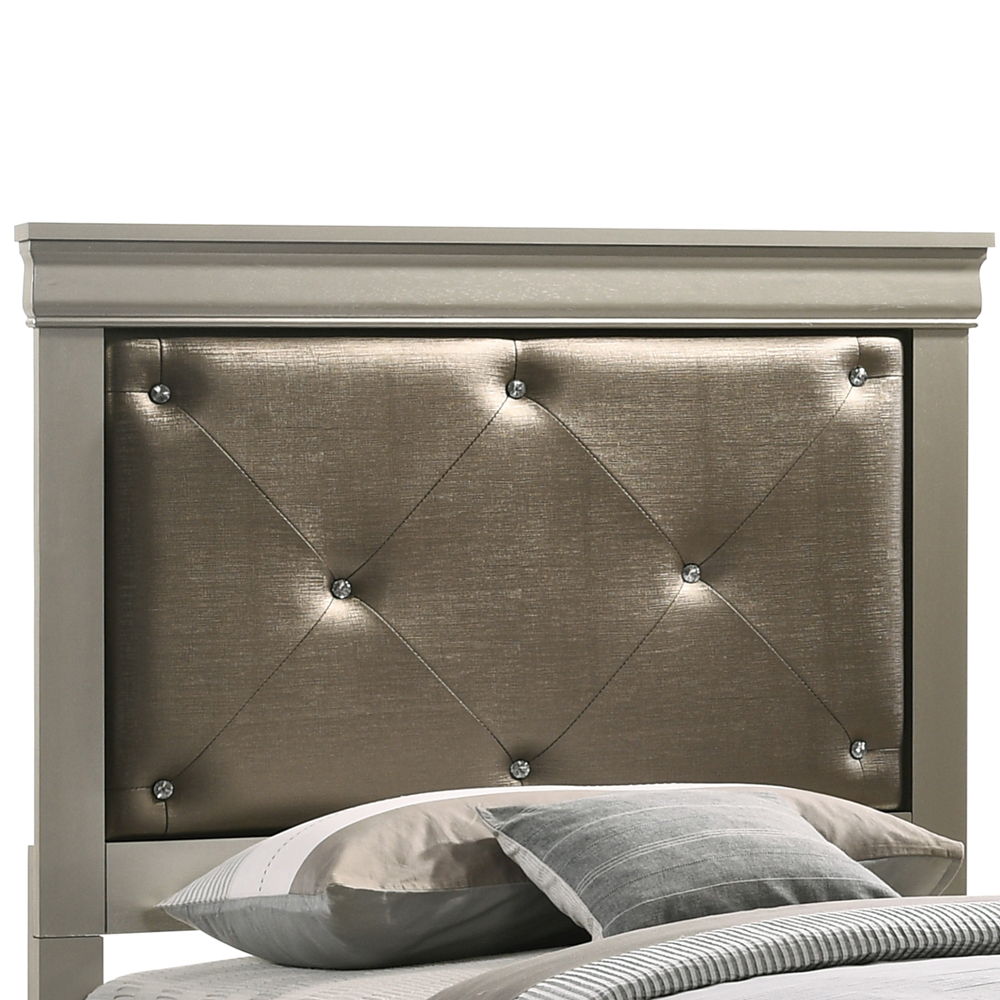 Lorana Twin Upholstered Bed with Tufted Headboard - Pearl Silver, Black, or Gray