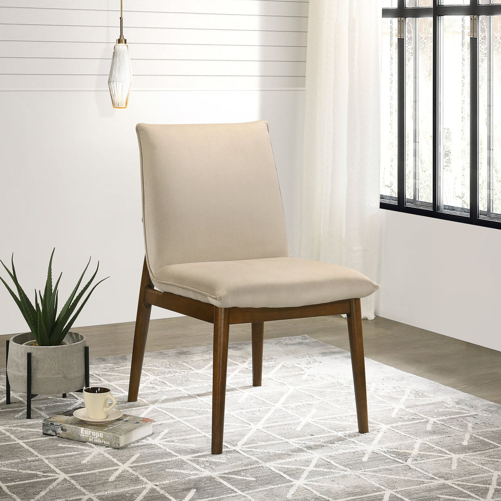 Monza Contemporary Dining Chair Set with Solid Wood Frame - Beige or Dark Green