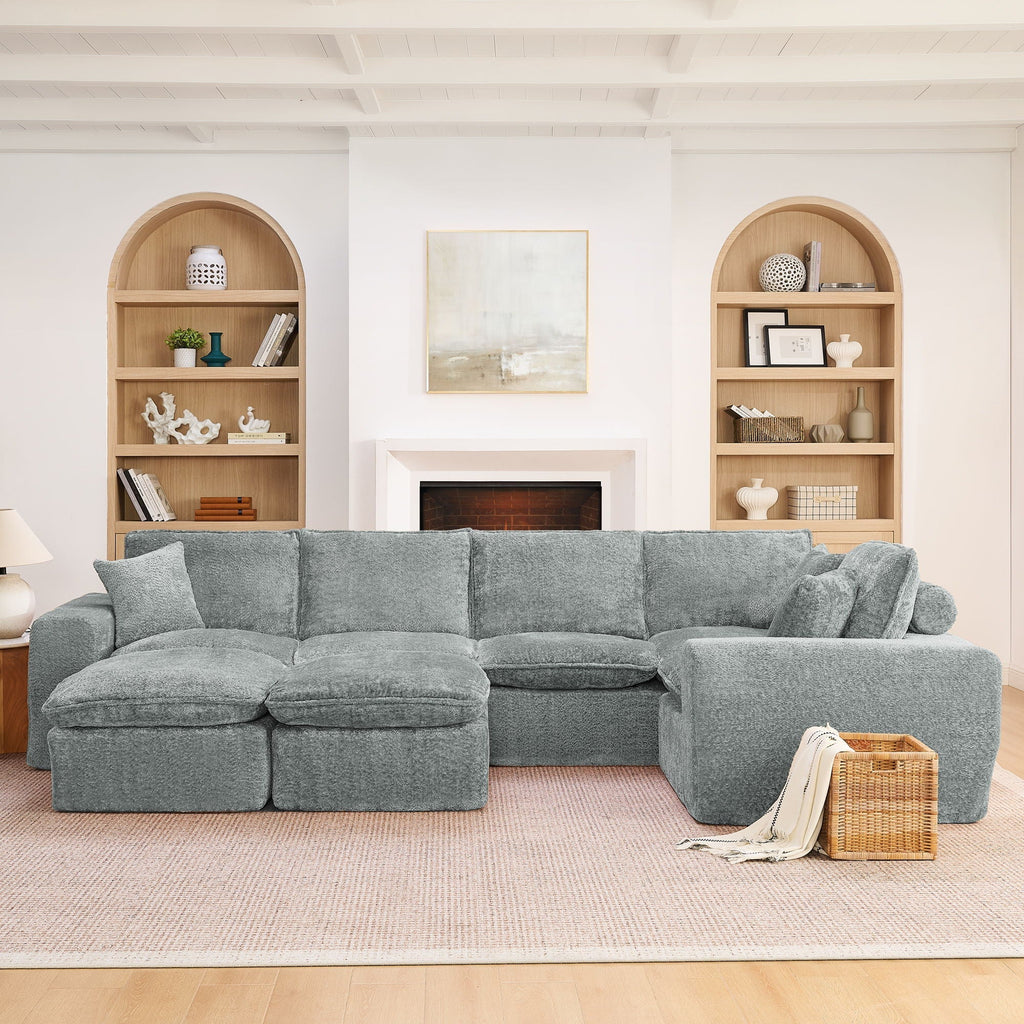 Sectional Sofa with Moveable Ottoman and Modular Design - Multiple Colors