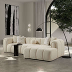 Modern Tufted Right Sectional Sofa with Toss Pillows - Ivory