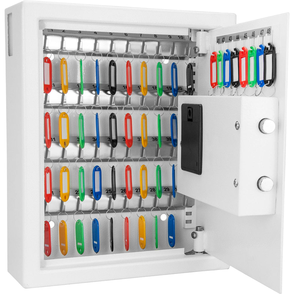 48 Keys Digital Key Cabinet Wall Safe with Keypad Access - White