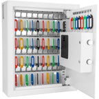 48 Keys Digital Key Cabinet Wall Safe with Keypad Access - White