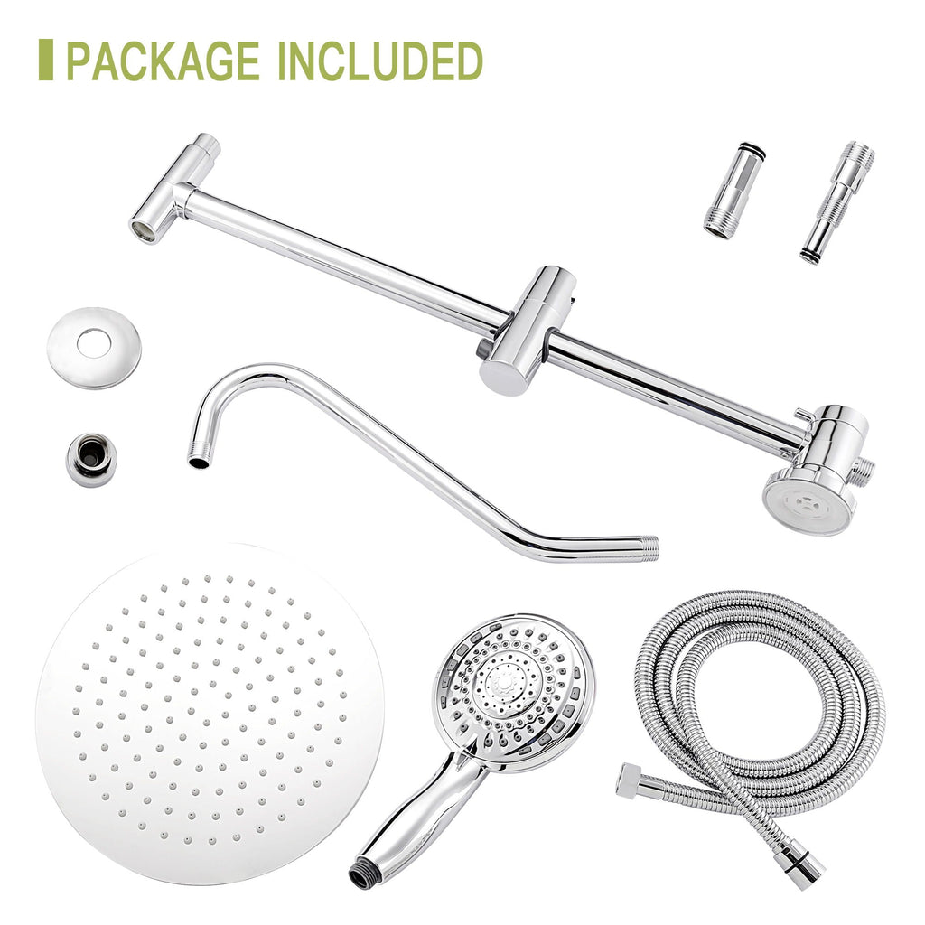 Shower System with 5 Function Rain Hand Shower and Slide Bar Combo - Pearl Silver, Gray, or Black