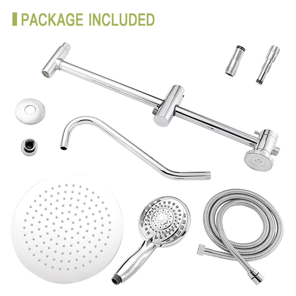 Shower System with 5 Function Rain Hand Shower and Slide Bar Combo - Pearl Silver, Gray, or Black