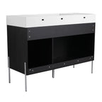 Freestanding Bathroom Vanity With Resin Sink And Storage Cabinet