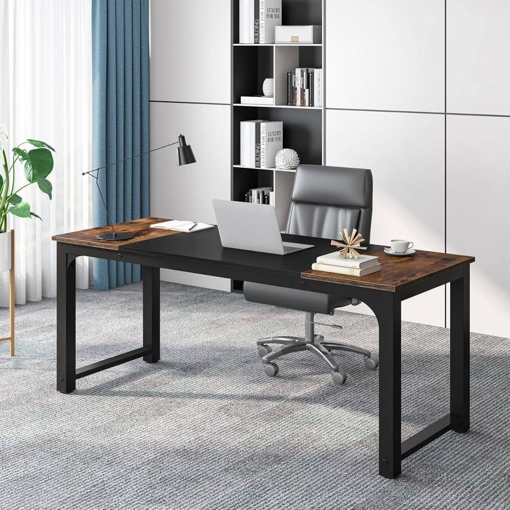 Executive Office Desk with Thick Frame - Brown / Black