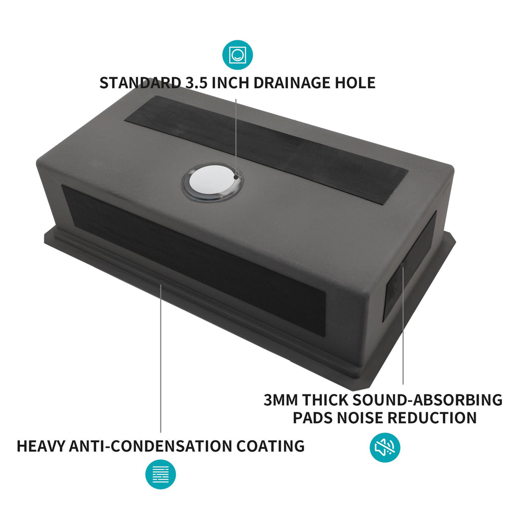 Gunmetal Black Workstation Kitchen Sink with Multifunction Ledge - 33" Undermount