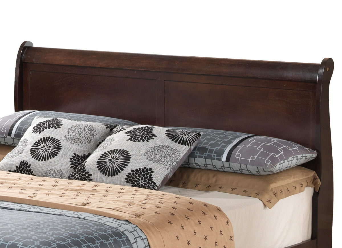 Sleigh Bed with Low Footboard - Real Wood Veneers, Multiple Colors