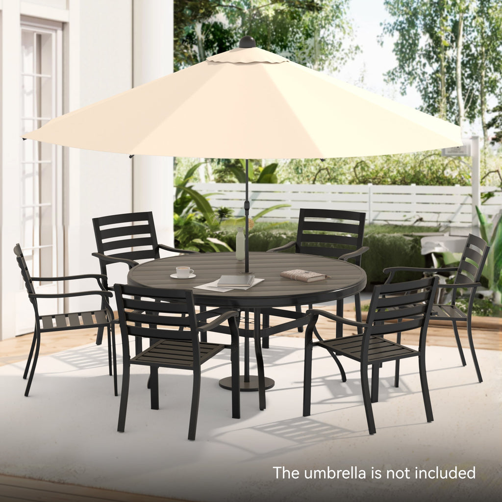 7 Pieces Outdoor Patio Dining Set with Stackable Metal Chairs - Black