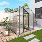 Windproof Greenhouse with Raised Base - Polycarbonate Panels - Black