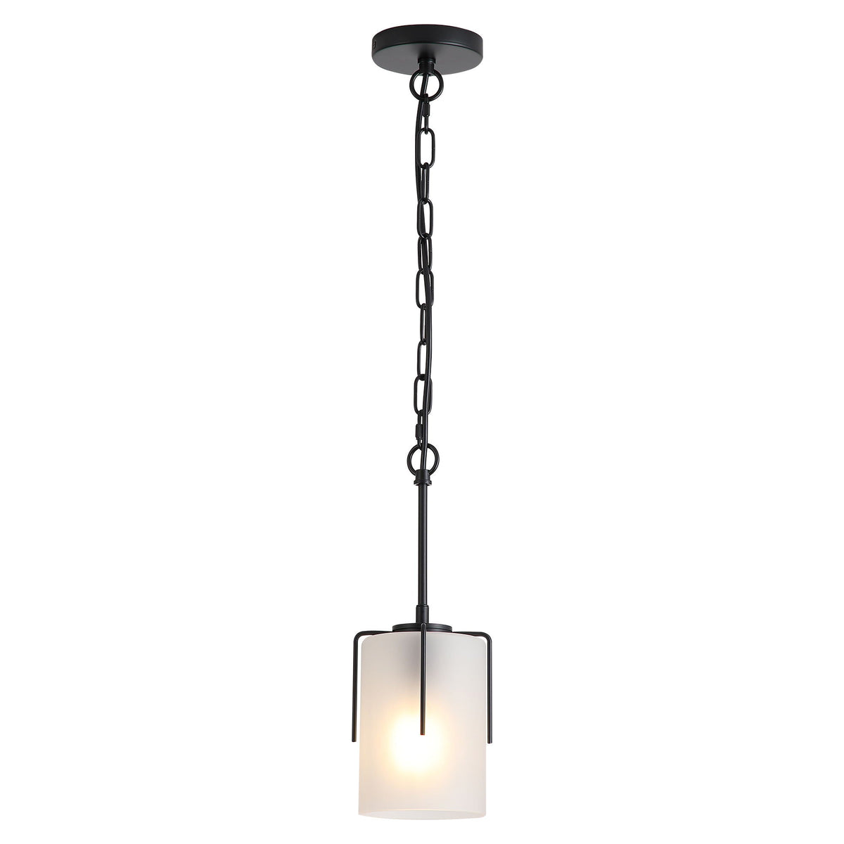Adjustable Cylindrical Pendant Light with Frosted Glass Shade - Black or Gold