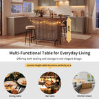 3-in-1 Sideboard Table with Wine Storage - Marble-Grain MDF