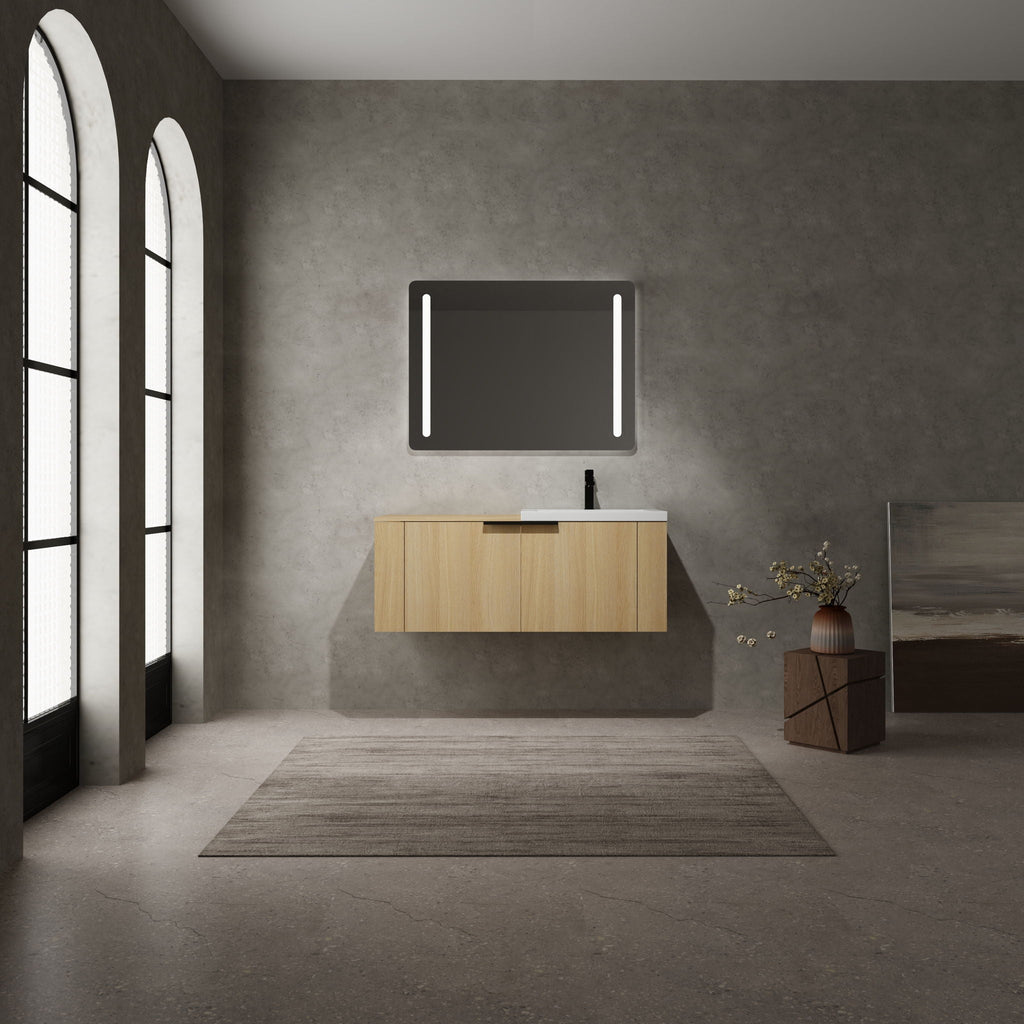 Modern Bathroom Vanity Sink Combo With Spacious Storage - White or Light Brown